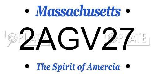 2AGV27 Massachusetts License Plate