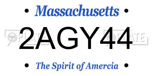 2AGY44 Massachusetts License Plate