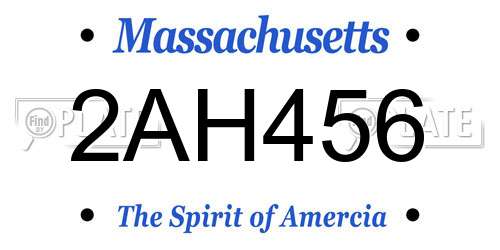 2AH456 Massachusetts License Plate