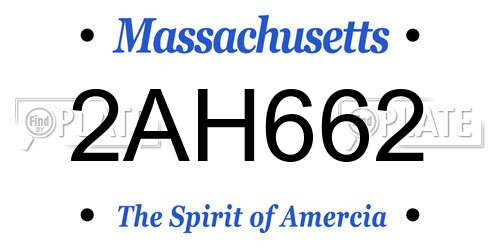 2AH662 Massachusetts License Plate