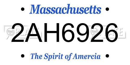 2AH6926 Massachusetts License Plate