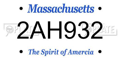 2AH932 Massachusetts License Plate
