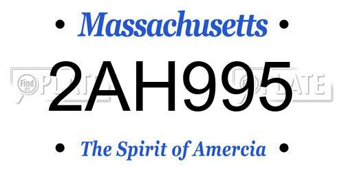2AH995 Massachusetts License Plate