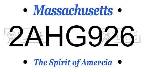 2AHG926 Massachusetts License Plate