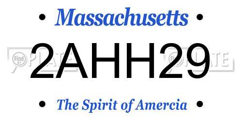 2AHH29 Massachusetts License Plate