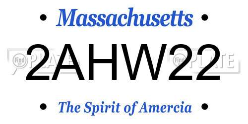 2AHW22 Massachusetts License Plate