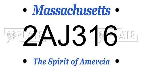 2AJ316 Massachusetts License Plate