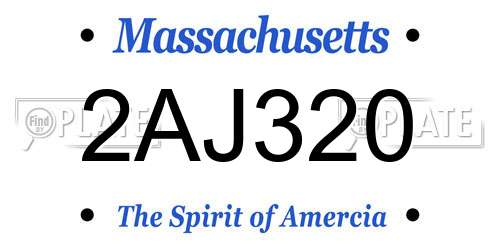 2AJ320 Massachusetts License Plate
