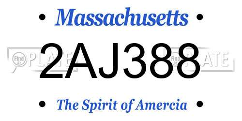 2AJ388 Massachusetts License Plate