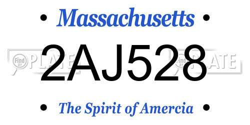 2AJ528 Massachusetts License Plate