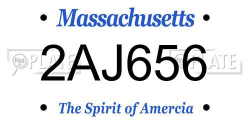 2AJ656 Massachusetts License Plate
