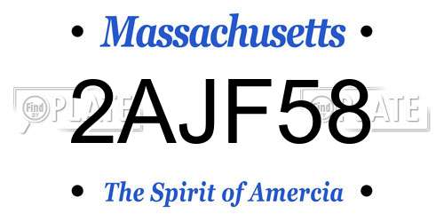 2AJF58 Massachusetts License Plate