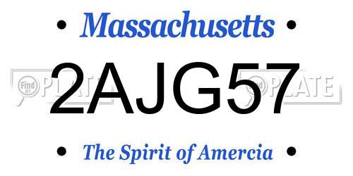 2AJG57 Massachusetts License Plate