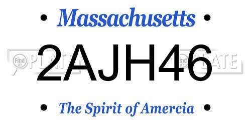 2AJH46 Massachusetts License Plate