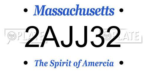 2AJJ32 Massachusetts License Plate