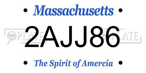 2AJJ86 Massachusetts License Plate
