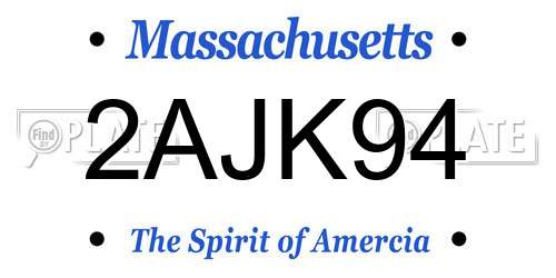 2AJK94 Massachusetts License Plate