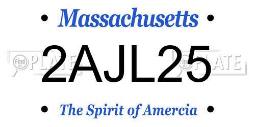 2AJL25 Massachusetts License Plate