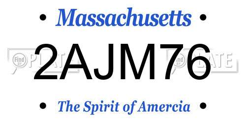 2AJM76 Massachusetts License Plate