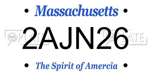 2AJN26 Massachusetts License Plate