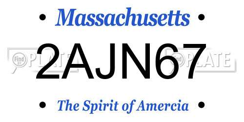 2AJN67 Massachusetts License Plate