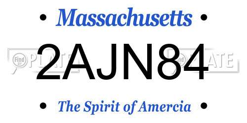 2AJN84 Massachusetts License Plate