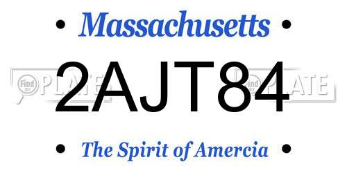 2AJT84 Massachusetts License Plate
