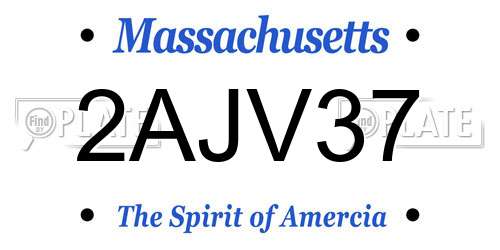 2AJV37 Massachusetts License Plate