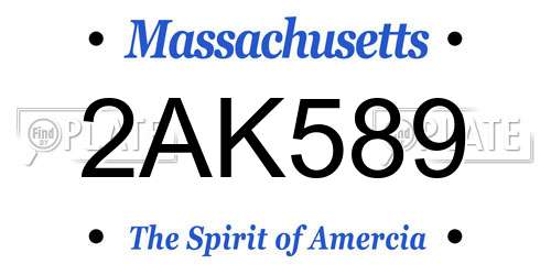 2AK589 Massachusetts License Plate