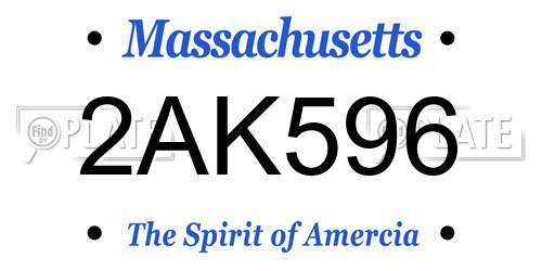 2AK596 Massachusetts License Plate