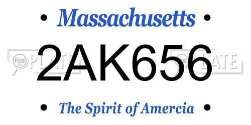 2AK656 Massachusetts License Plate
