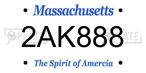 2AK888 Massachusetts License Plate