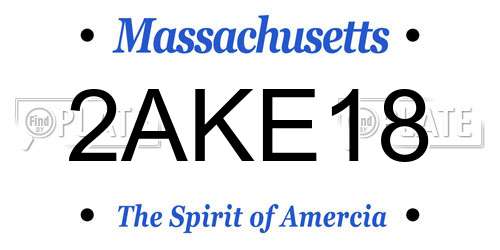 2AKE18 Massachusetts License Plate