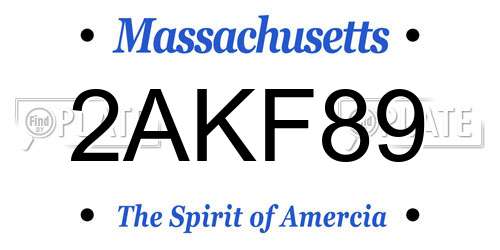2AKF89 Massachusetts License Plate