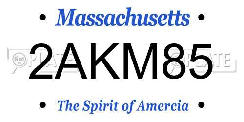 2AKM85 Massachusetts License Plate