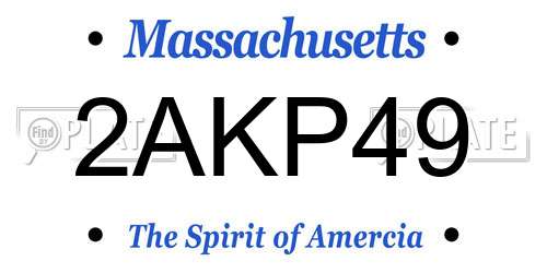 2AKP49 Massachusetts License Plate