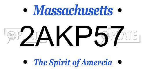 2AKP57 Massachusetts License Plate