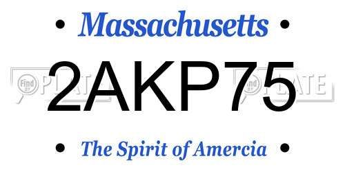 2AKP75 Massachusetts License Plate