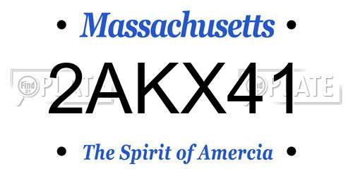 2AKX41 Massachusetts License Plate