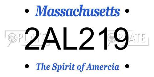 2AL219 Massachusetts License Plate