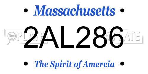 2AL286 Massachusetts License Plate