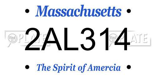 2AL314 Massachusetts License Plate