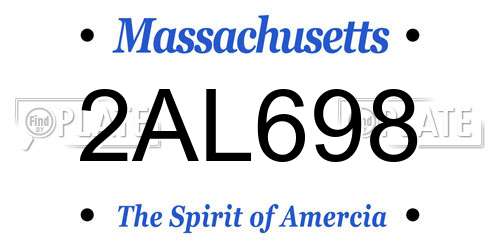 2AL698 Massachusetts License Plate