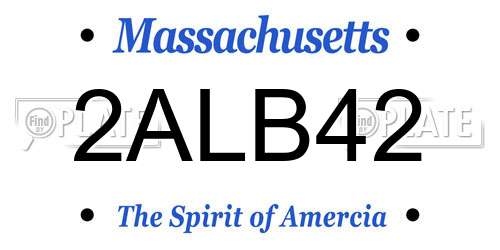 2ALB42 Massachusetts License Plate