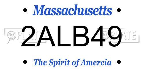 2ALB49 Massachusetts License Plate