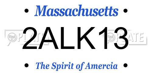 2ALK13 Massachusetts License Plate