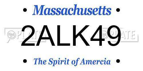 2ALK49 Massachusetts License Plate