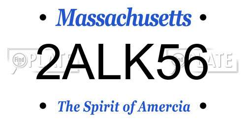 2ALK56 Massachusetts License Plate
