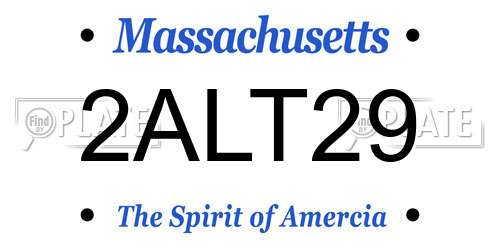2ALT29 Massachusetts License Plate