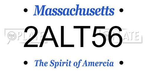 2ALT56 Massachusetts License Plate